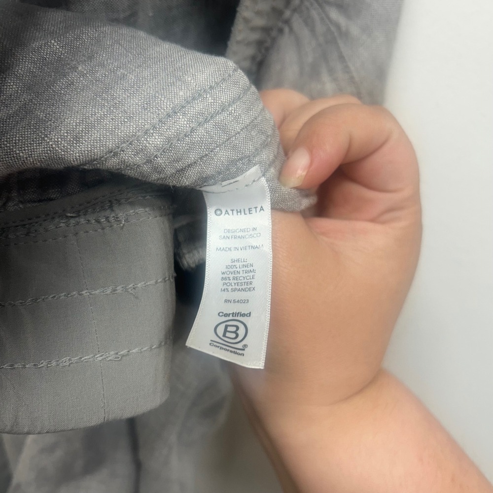 Athleta Cabo Linen Jogger Pants Grey Size 6 Stretch Waist coastal comfort beach - Picture 5 of 12